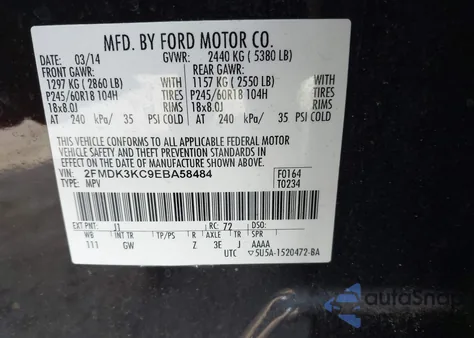 2014 Ford Edge Limited z USA, uszkodzony, nr VIN 2FMDK3KC9EBA58484